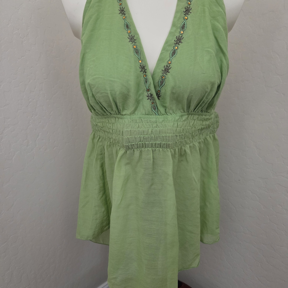 Express Light Green Embroidered Blouse